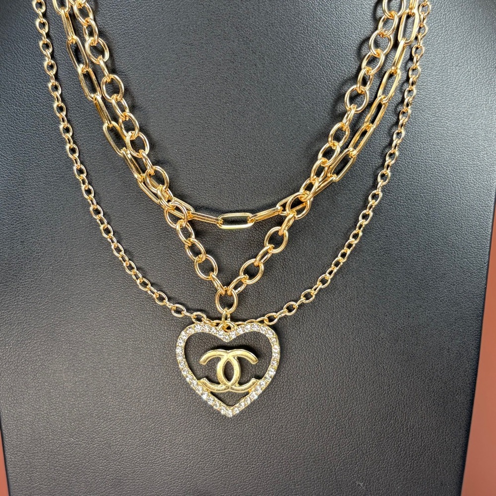 Gold Multi Stranded Charm Necklace - Picture 3 of 5